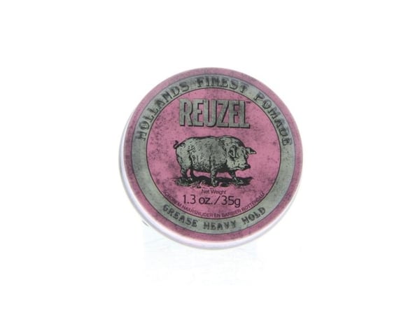 Reuzel hollands Finest Pomade Pomade med veldig sterk hold basert på voks og olje i rosa 35g
