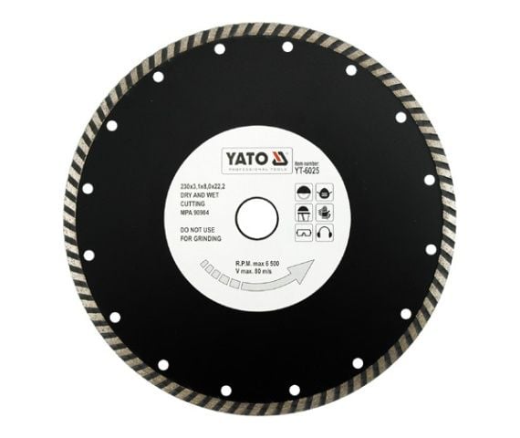 Yato YT-6025, Diamant-kappeskive (turbo-kant), Betong, Stein, 23 cm, 725 g, 1 stykker