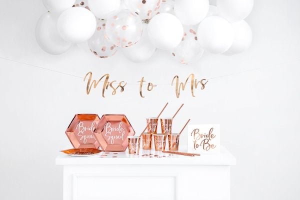 PartyDeco TPP21-019R-KARTON, Plate, Hexagon, Papir, Rosegull, Bilde, 25 stykker