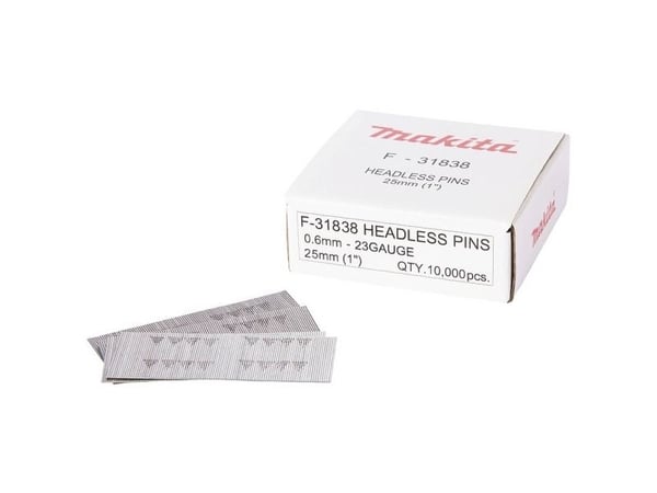 Makita - Headless pin - 10000 deler - lengde: 25 mm - bredde: 0.6 mm - for Makita DPT353Z, DPT353ZJ, PT354DSMJ, PT354DZ, PT354DZJ; XGT PT001GZ