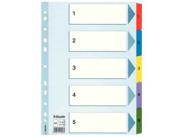 Esselte 1-5 CARDBOARD, WHITE - 100 160