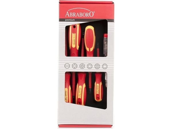 Abraboro sett med 6 skruer til elektro ABRABORO sertifikat VDE AB52006000