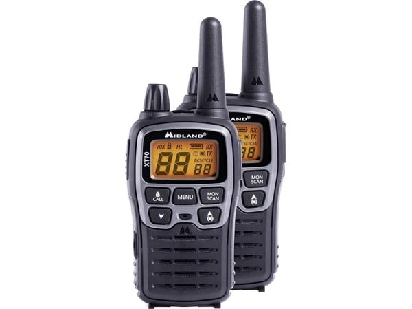 Midland XT70, 24 kanaler, 446.00625 - 446.09375 MHz, LCD, AAA, Alkalinsk, 113 g