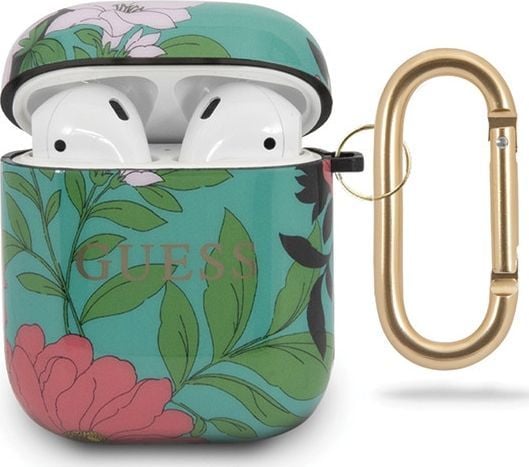 Guess GUACA2TPUBKFL01 AirPods 1/2-skal gröna N.1 Flower Collection