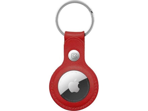 Crong lærveske med nøkkelring for Apple AirTag (rød)