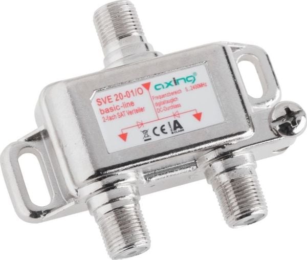 Axing SVE02001, Kabelspillter, 75 O, 5 - 2400 MHz, Sølv, 1 stykker, 1x F-type