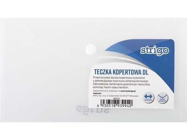 Strigo PP DL konvoluttmappe, horisontal, gjennomsiktig, SF013 STRIGO