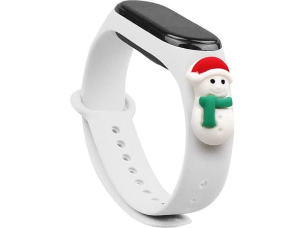 Strap Xmas til Xiaomi Mi Band 3 / 4 - jule silikonarmbånd med snømann - hvit