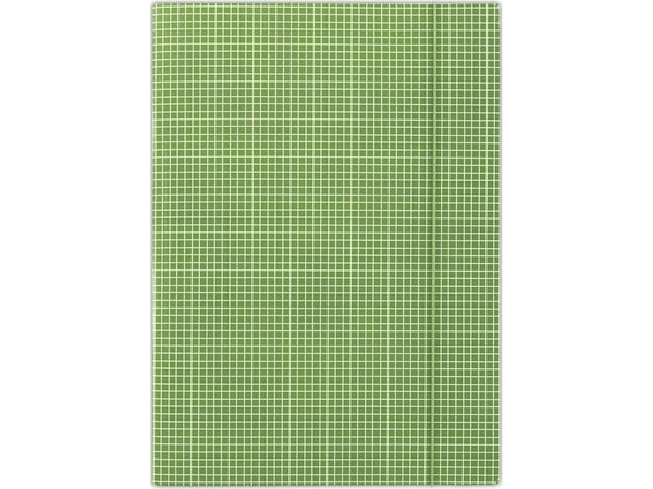 DONAU mappe med strikk, papp, A4, 400 gsm, 3-hull, grønn rutete