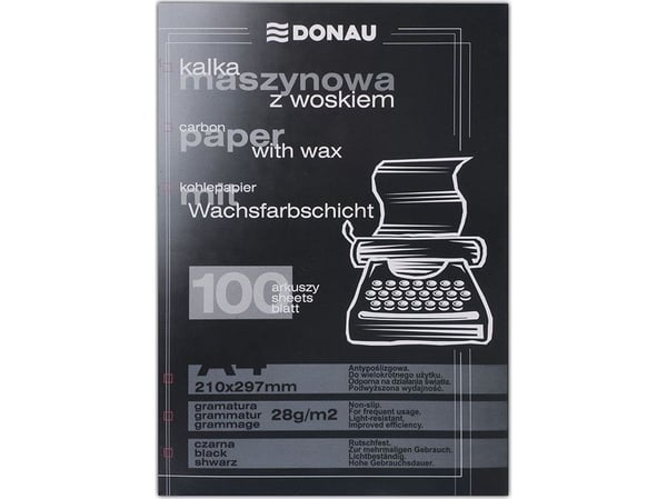 Donau kalkmaskinpapper med vax A4 100 st svart 1922100PL-01