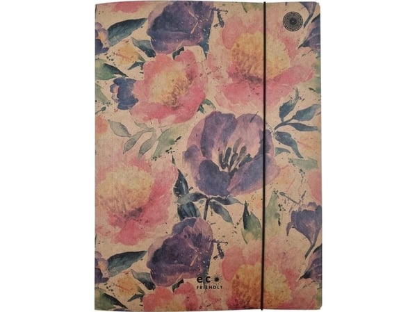 Luvattu maa A4 kansio kuminauhalla Passion Flowers (10kpl)