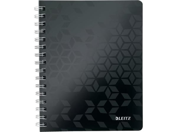 Leitz WOW - Notatbok - trådbundet - A5 (148 x 210 mm) - 80 ark / 160 sider - kvadratisk - 2 hull - svart - polypropylen (PP)