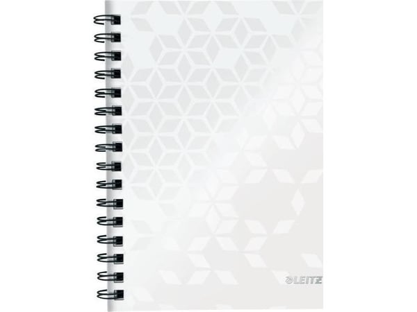 Leitz WOW - Anteckningsblock - trådbunden - A5 (148 x 210 mm) - 80 ark / 160 sidor - fyrkantig - 2 hål - vit - polypropylen (PP)
