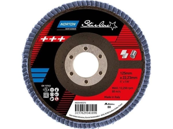 Norton Clipper Tarcza lamelkowa FLD FDTF 125x22 R82B NOR P80 STARL EU