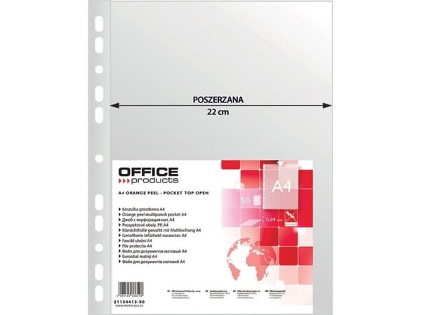 Office Products dokumentlommer for A4, PP, ertefarget, 90 mikron, 50 stk.