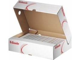 Arkivboks A4 8 cm hvit/rød 255x80x329 mm papp 25 stk (128004)