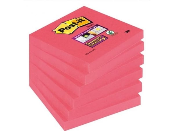 Post-it-klistrelapper POST-IT Super Sticky (654-6SS-PO), 76x76 mm, 1x90 ark, rosa