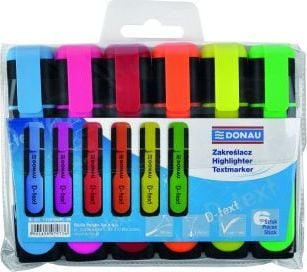 Sett med 6 donau D-text fluorescerende markerpenner 1–5 mm
