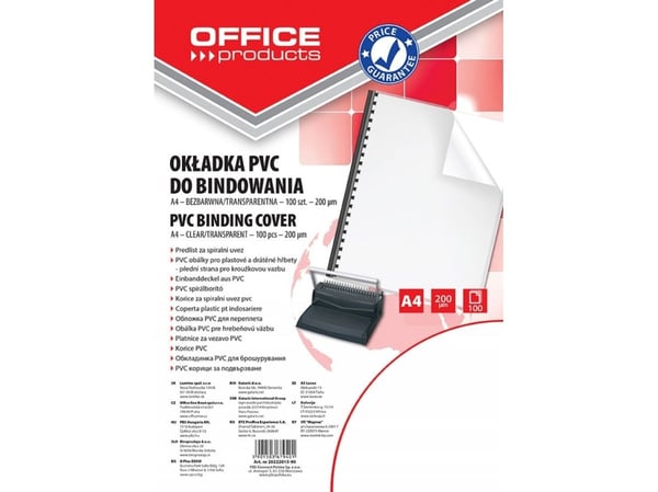 Office Products inbindningsryggar/papper till inbindning PVC A4 200 mikron 100 st. transparent 20222015-90 Office Products inbindningsryggar/papper till inbindning PVC A4 200 mikron 100 st. transparent 20222015-90