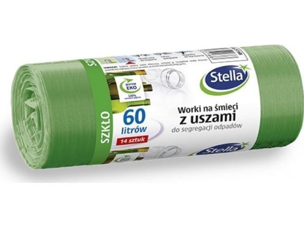 STELLA poser med ører for avfallssortering GLASS 60L grønn - 1 pk (14 stk.)