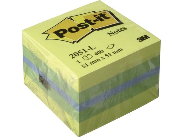 3M Post-it 2051L, firkant, Blå, Grønn, Turkis, Gult, Papir, 51 mm, 51 mm, 400 ark