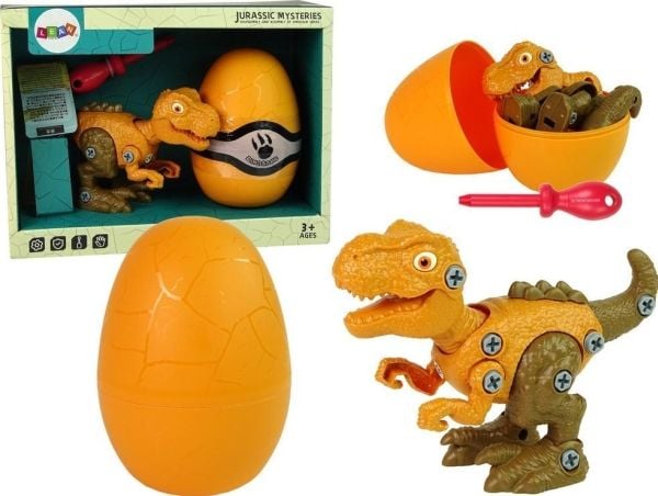 LeanToys dino-sett Tyrannosaurus Rex med egg DIY skrutrekker oransje