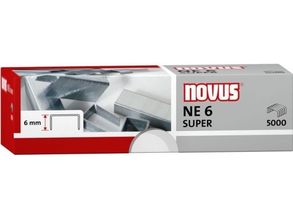 Novus NE 6, Pakke med stifter, 6 mm, Festing, 5000 stifter, Stål, Rustfritt stål