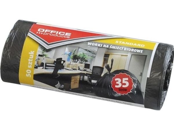 Office Products søppelsekker 35 l, 50 stk, svarte (HDPE)