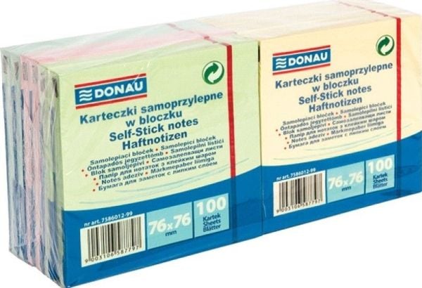 Donau selvklebende blokker DONAU 76x76 mm 12x100 ark, miks farger