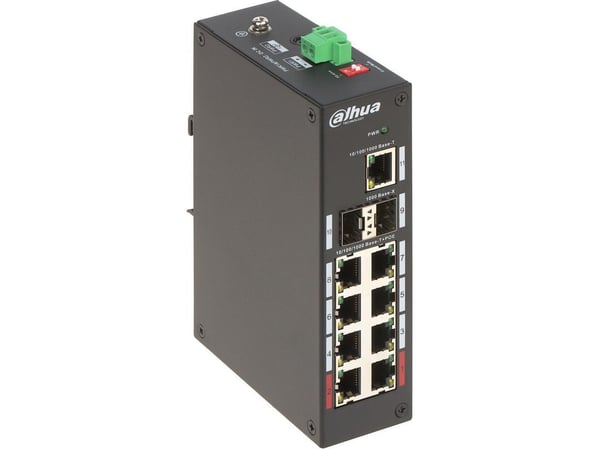 Dahua PFS3211-8GT-120-V2 - Switch - ikke-styrt - 8 x 10/100/1000 (PoE) + 2 x 1000 (uplink) + 1 x 10/100/1000 (opplink) - stasjonær - PoE (120 W)