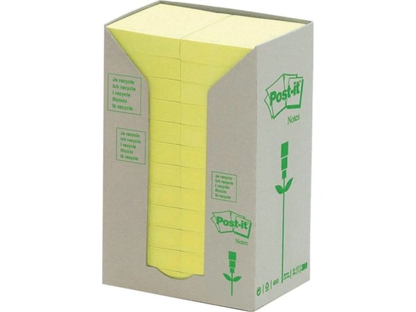 Post-It 653-1T, Rektangel, Gult, 51 mm, 38 mm, 100 ark