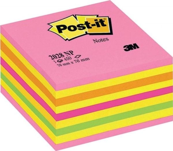 POST-IT Itseliimautuva tarrakuutio (2028-NP), 76x76mm, 1x450 korttia, karkkiroosa