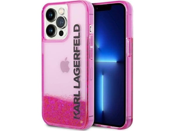 Karl Lagerfeld KLHCP14LLCKVF iPhone 14 Pro 6.1 "vaaleanpunainen / vaaleanpunainen kovakotelo Nestemäinen Glitter Elong"