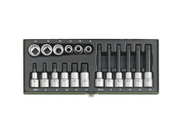 Proxxon Industrial 23 296 Multitand (XZN), Ulkoinen multitand (XZN) Yläpään jakoavaimen bittisarja 18 osaa 1/2 (12,5 mm)
