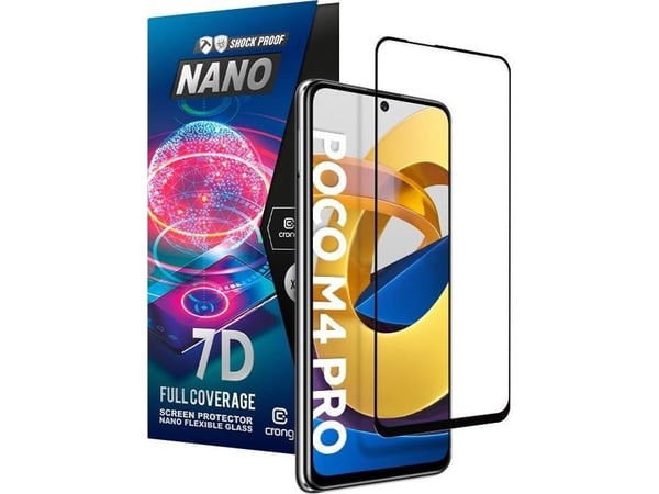 Crong 7D Nano Flexible Glass - särkymätön 9H-hybridilasi Xiaomi POCO M4 Pro 5G:n koko näytölle