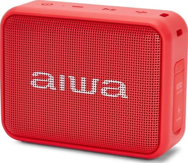 Aiwa BS-200RD, 1.0 kanaler, 6 W, Trådløs, Bærbar monohøyttaler, Rød, Knapper
