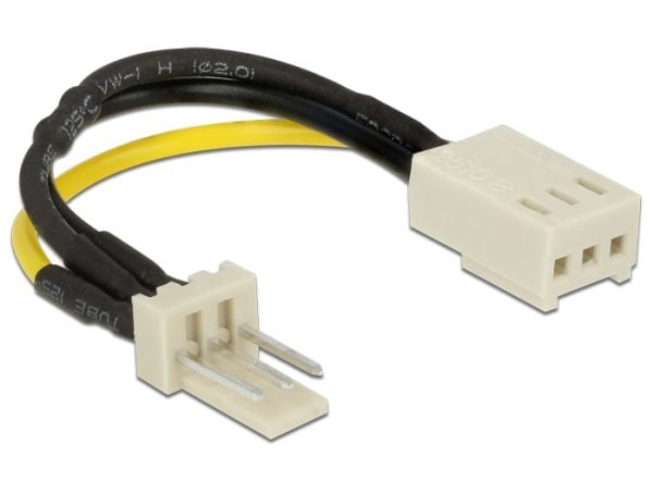 Delock - Tuulettimen virtajohto - 3-PIN sisäinen jännite (naaras) - 3-PIN sisäinen jännite (uros) - 8 cm