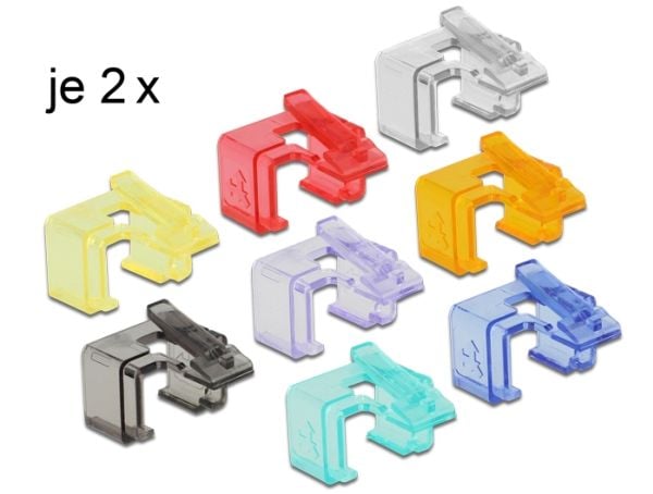 Delock RJ45 Repair Clip Starter Set - Reparasjonsklips for nettverkskontakt - assorterte farger (en pakke 16)