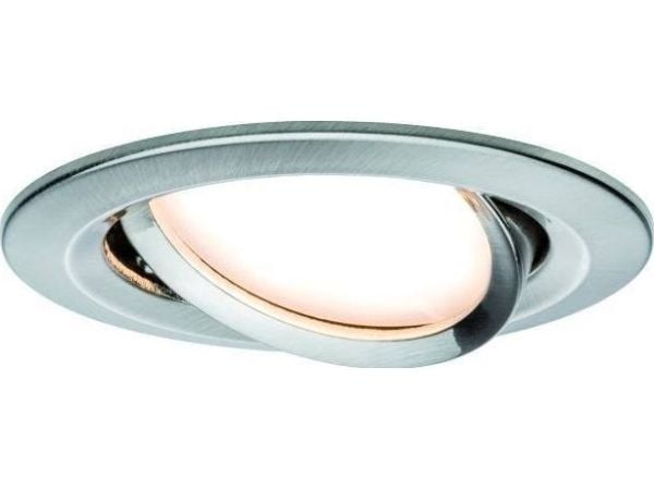 Paulmann 934.82, Innsunket spotlight, 1 ampuller, LED, 2700 K, 630 lm, Metallisk