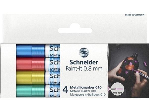 Schneider akrylfärgmarker Schneider Paint-IT Metallic 4 st (blå, röd, gul, grön)