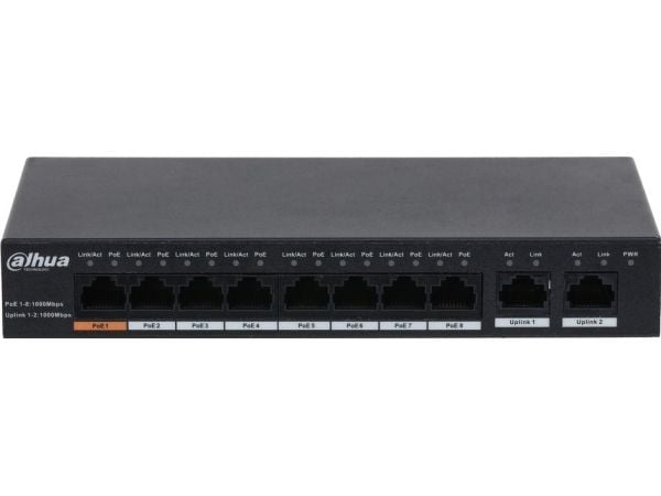 Dahua Technology PoE DH-PFS3010-8GT-96, Uhåndtert, Gigabit Ethernet (10/100/1000), Strøm over Ethernet (PoE)