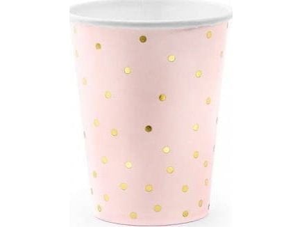 PartyDeco engångsglas Prickar, klar rosa, 260 ml one size