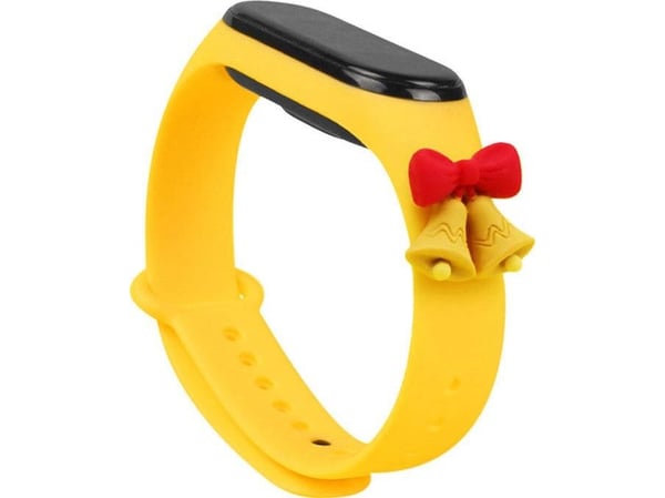 Strap Xmas til Xiaomi Mi Band 5/6 - jule silikonarmbåndsrem med bjeller - gul