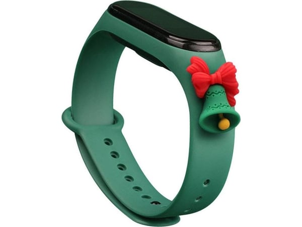 Justerem til Xiaomi Mi Band 3 / 4 - jule silikonarmbånd med bjelle - mørkegrønn