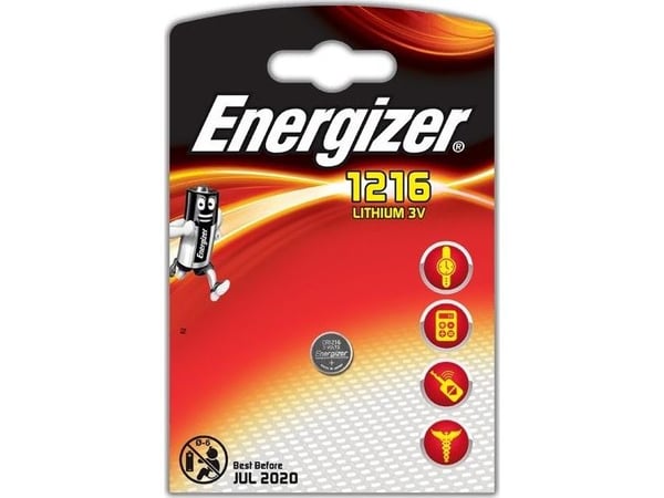 Energizer 1216 Lithium, Kertakäyttöinen akku, CR1216, Litium, 3 V, 1 kpl, -30 - 60 °C