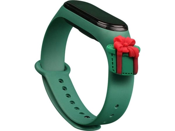 Justerem til Xiaomi Mi Band 3 / 4 - jule silikonarmbånd med gave - mørkegrønn