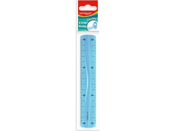 Keyroad linjal KEYROAD, 15 cm, elastisk, hengelapp, mix farger