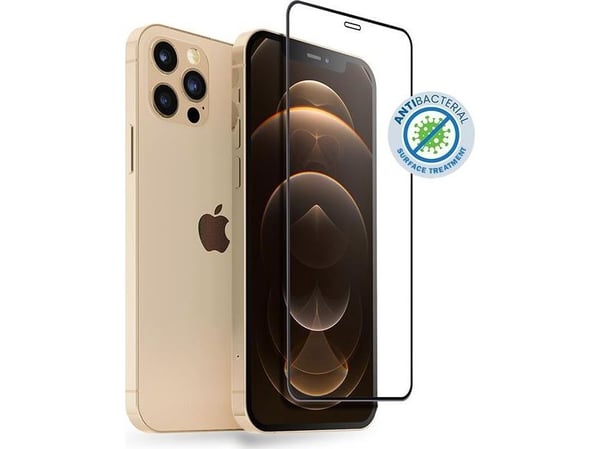 Crong Anti-Bacterial 3D Armor Glass - 9H herdet glass for hele skjermen på iPhone 12 Pro Max + installasjonsramme