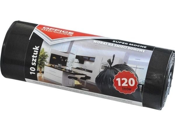 Office Products søppelsekker til husholdning ekstra sterke (LDPE) 120 l, 10 stk, svarte