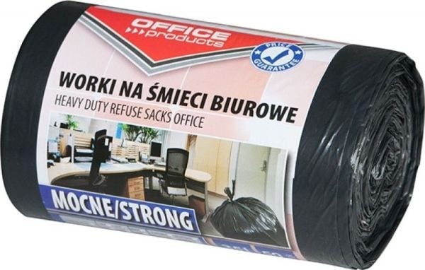 Office Products søppelsekker til kontor, kraftige (LDPE), 35 l, 50 stk., svarte